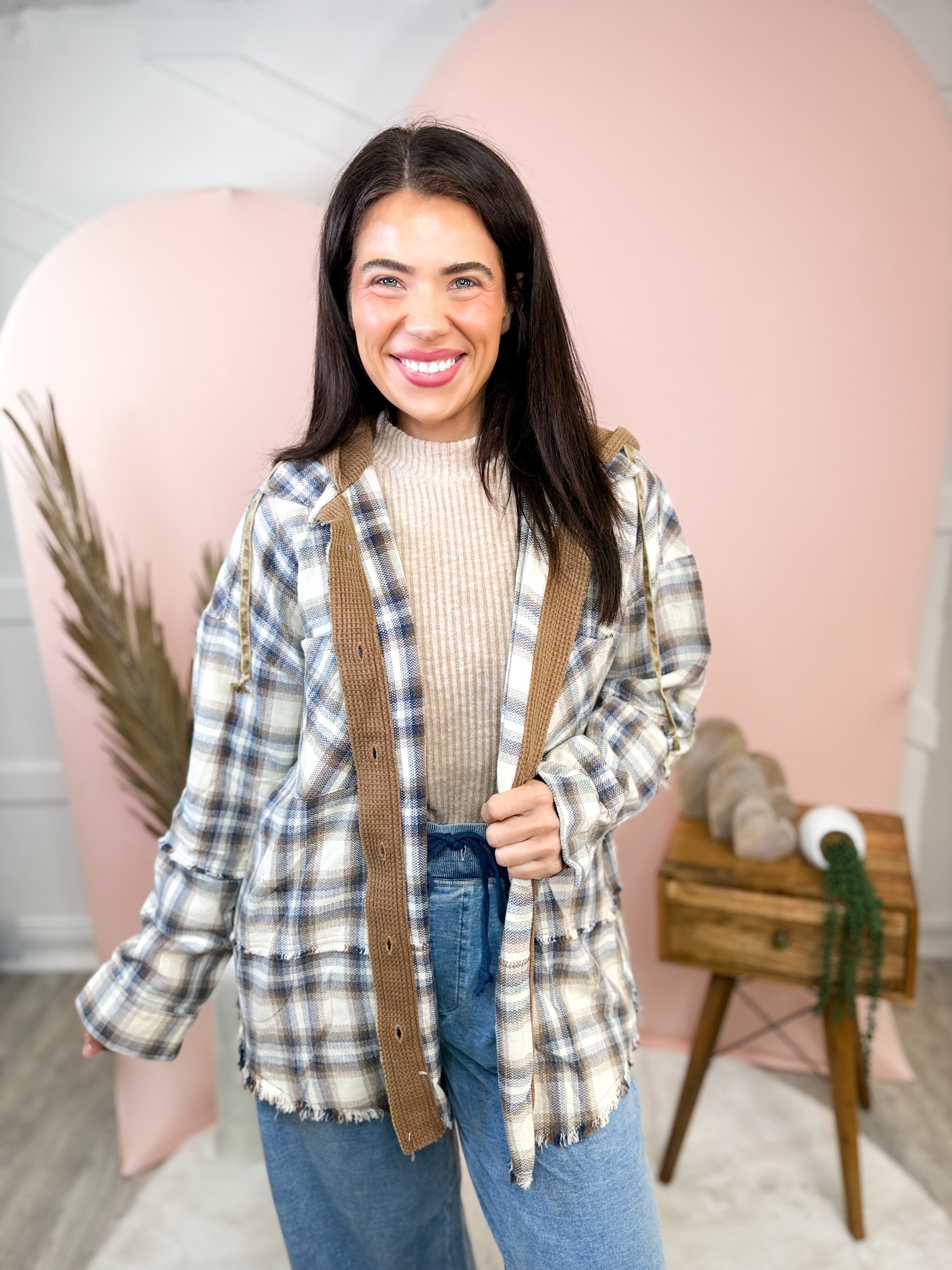 No Problems Shacket-200 JACKETS/SHACKETS-EASEL-Heathered Boho Boutique, Women's Fashion and Accessories in Palmetto, FL