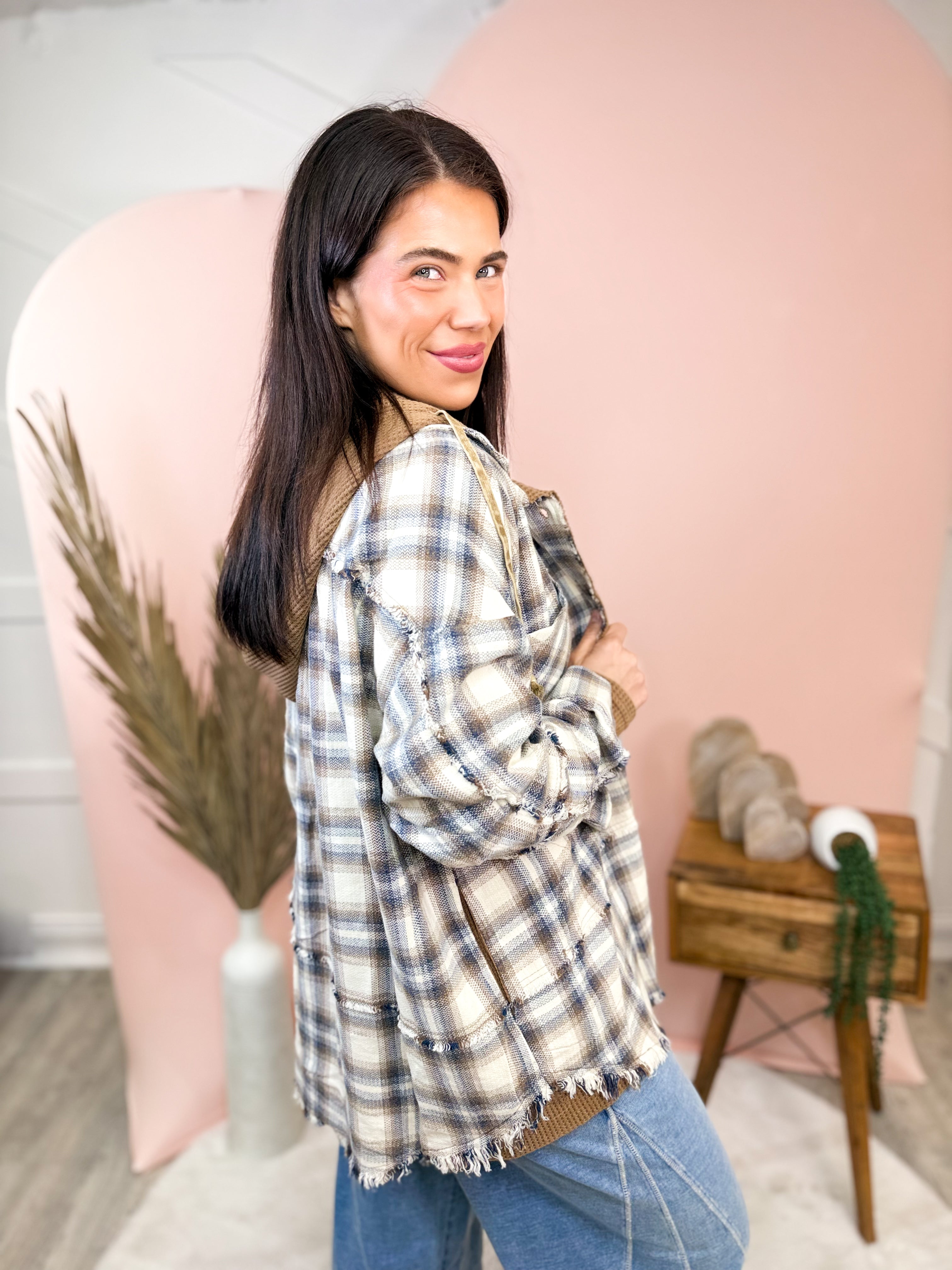 No Problems Shacket-200 JACKETS/SHACKETS-EASEL-Heathered Boho Boutique, Women's Fashion and Accessories in Palmetto, FL