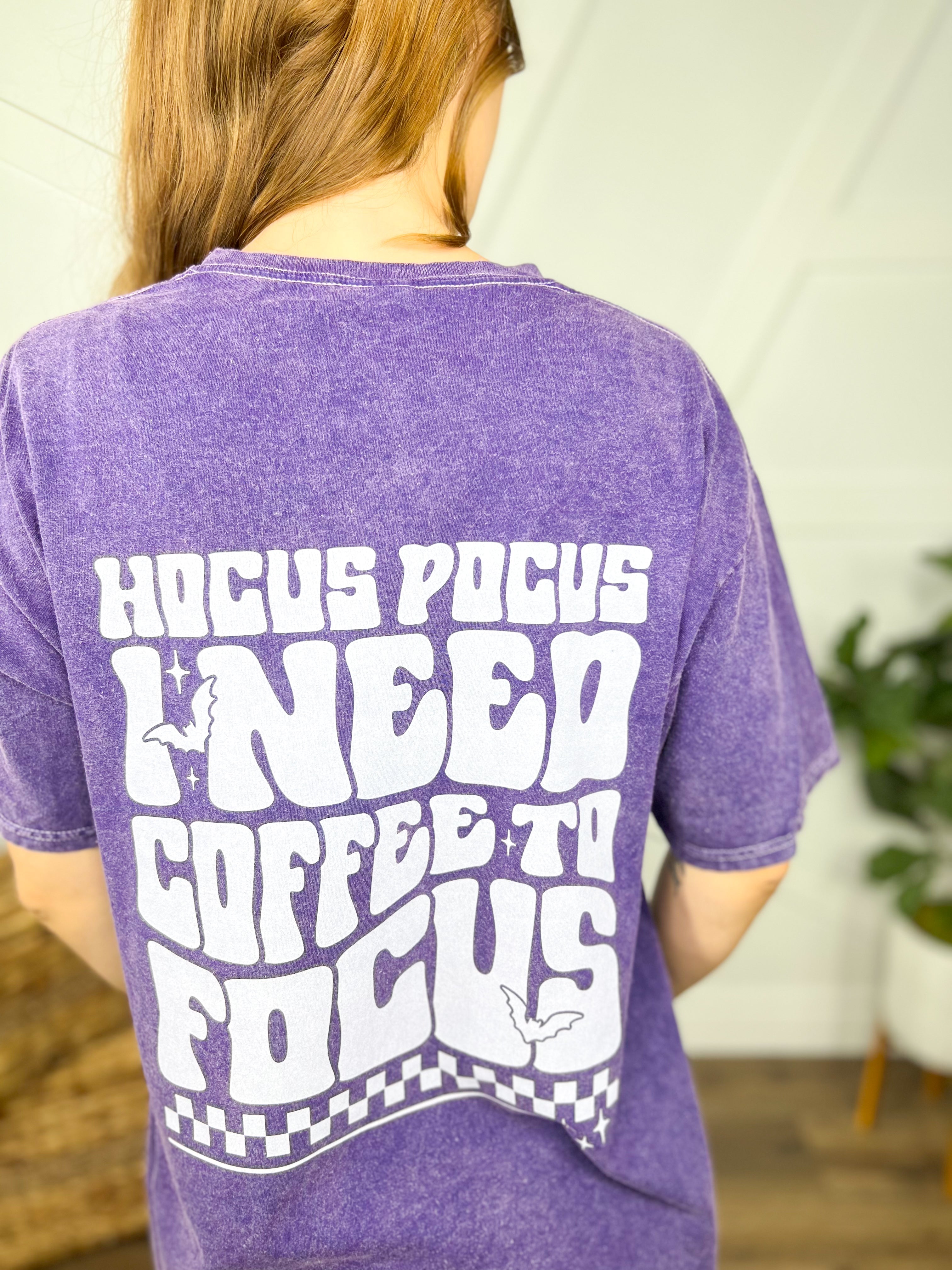 Hocus Pocus Coffee Graphic Tee-130 Graphic Tees-Heathered Boho-Heathered Boho Boutique, Women's Fashion and Accessories in Palmetto, FL