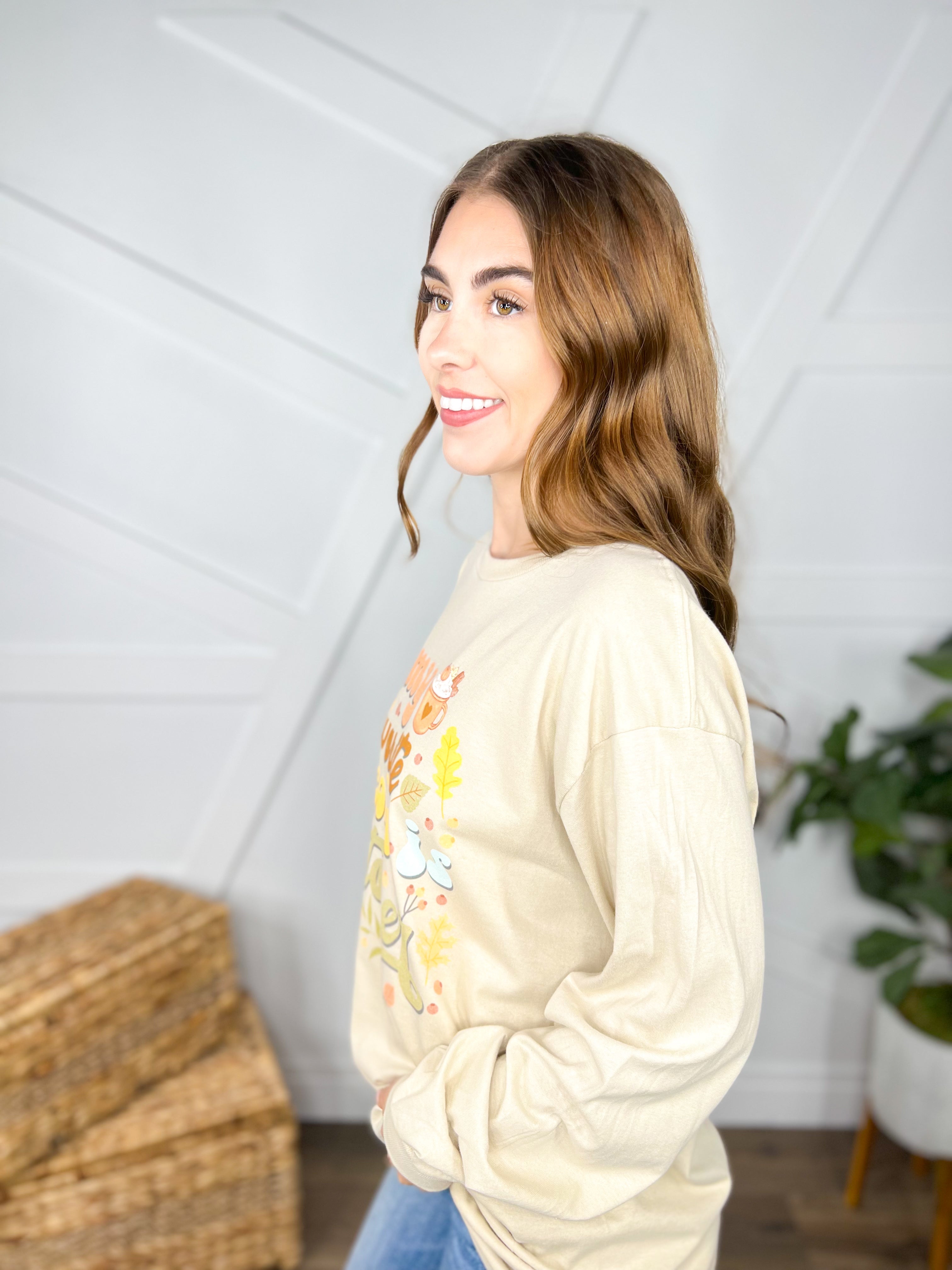 My Favorite Color is October Graphic Long Sleeve-120 Long Sleeve Tops-Heathered Boho-Heathered Boho Boutique, Women's Fashion and Accessories in Palmetto, FL