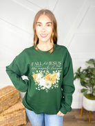 Fall for Jesus Graphic Sweatshirt-125 Sweater-Heathered Boho-Heathered Boho Boutique, Women's Fashion and Accessories in Palmetto, FL