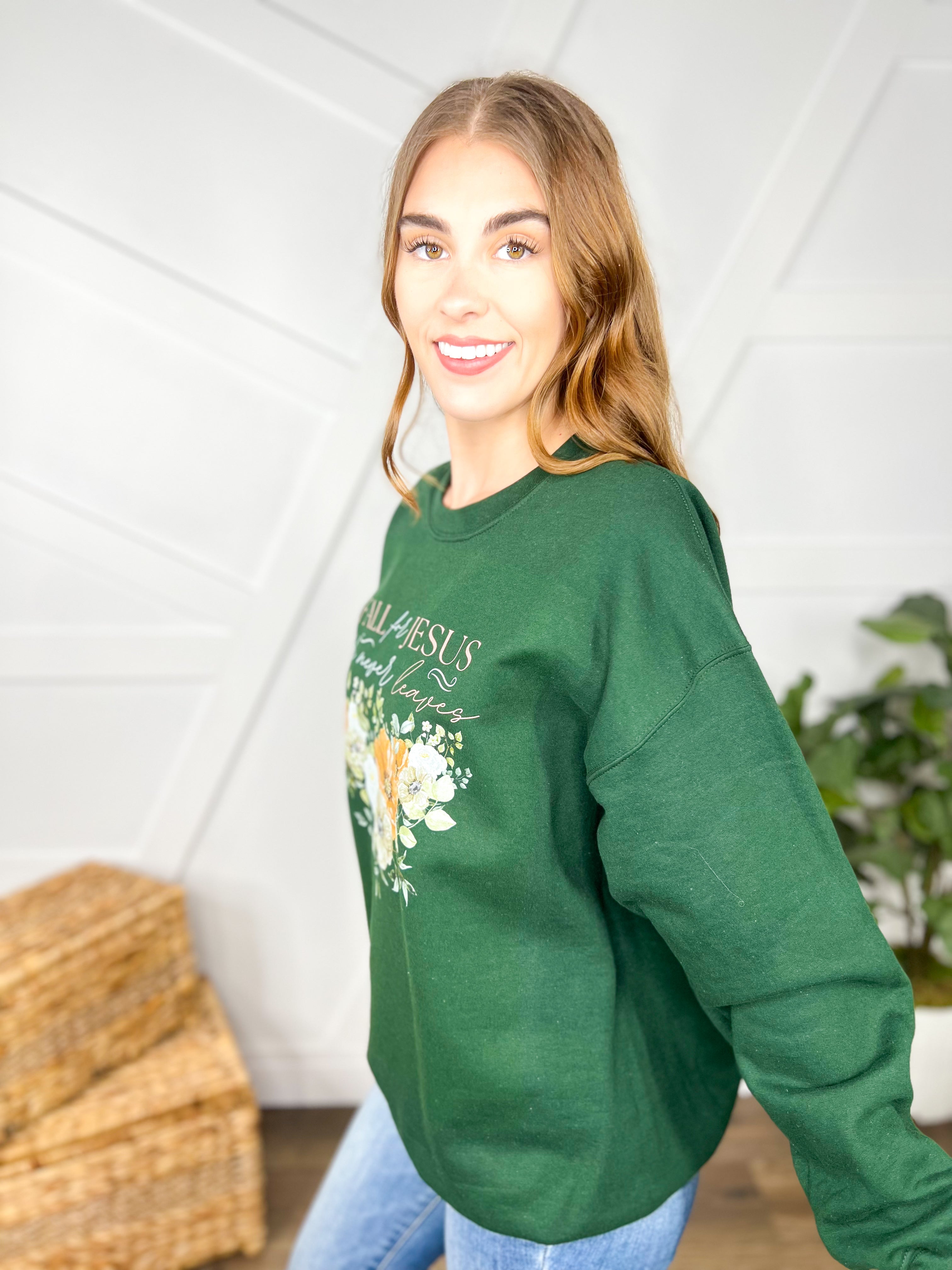 Fall for Jesus Graphic Sweatshirt-125 Sweater-Heathered Boho-Heathered Boho Boutique, Women's Fashion and Accessories in Palmetto, FL