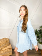 Parent Trap Denim Shirt Dress-120 Long Sleeve Tops-Risen Jeans-Heathered Boho Boutique, Women's Fashion and Accessories in Palmetto, FL