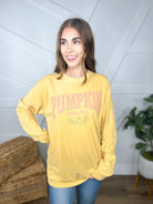 Pumpkin Spice Era Graphic Long Sleeve-120 Long Sleeve Tops-Heathered Boho-Heathered Boho Boutique, Women's Fashion and Accessories in Palmetto, FL