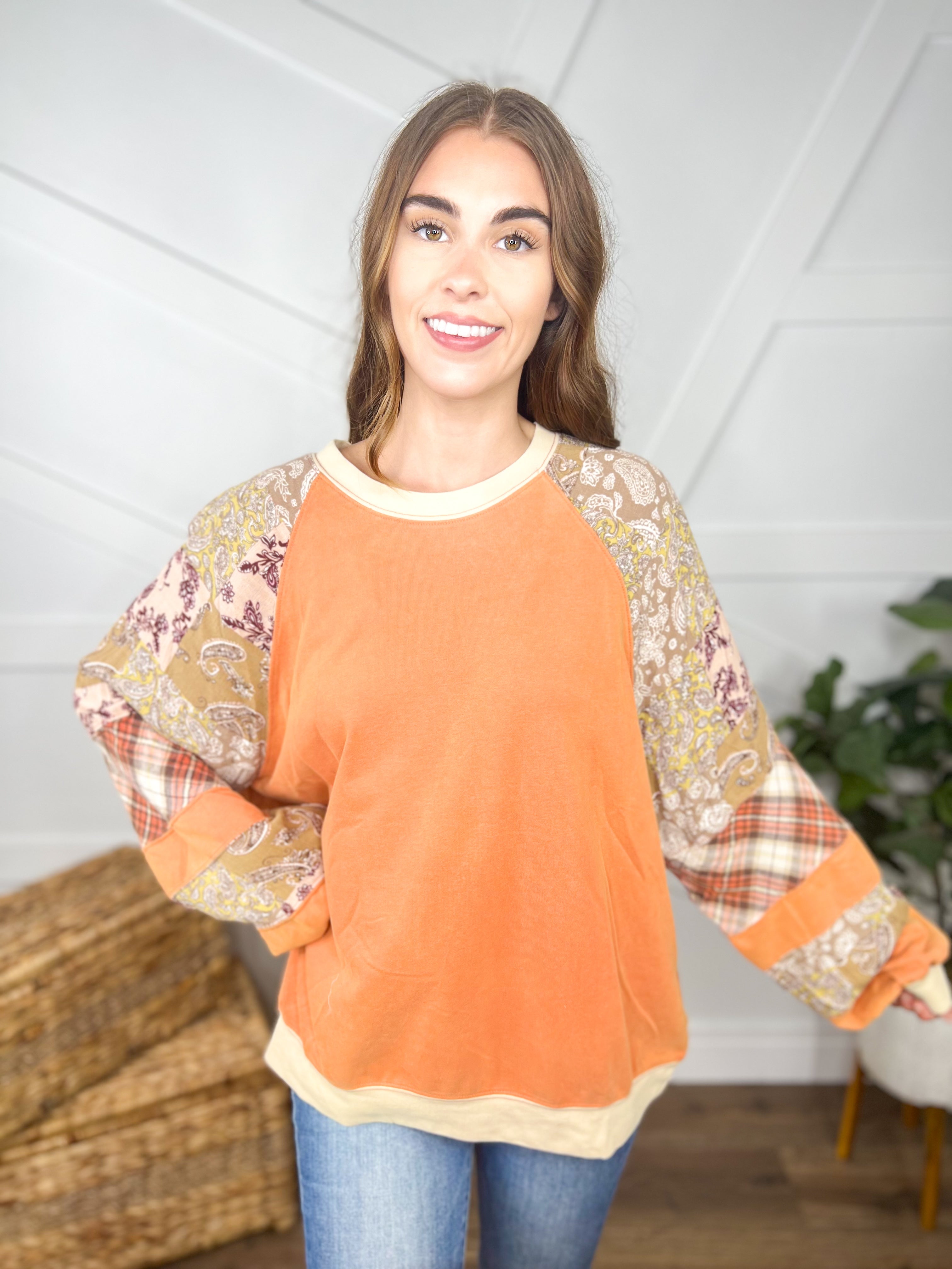 RESTOCK: Wild West Long Sleeve Top-120 Long Sleeve Tops-Easel-Heathered Boho Boutique, Women's Fashion and Accessories in Palmetto, FL