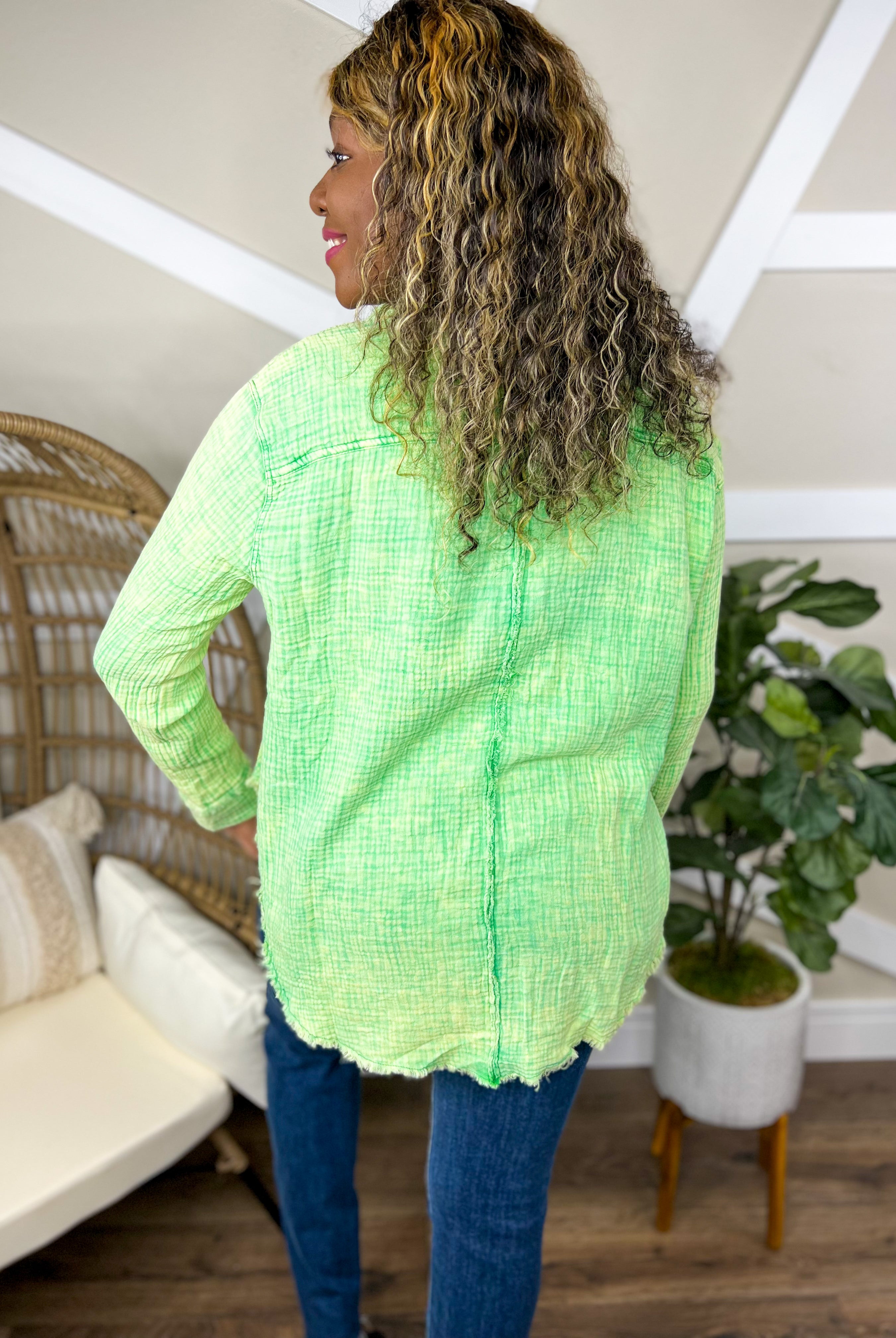 Gone Rogue Button Down-120 Long Sleeve Tops-Sweet Generis-Heathered Boho Boutique, Women's Fashion and Accessories in Palmetto, FL