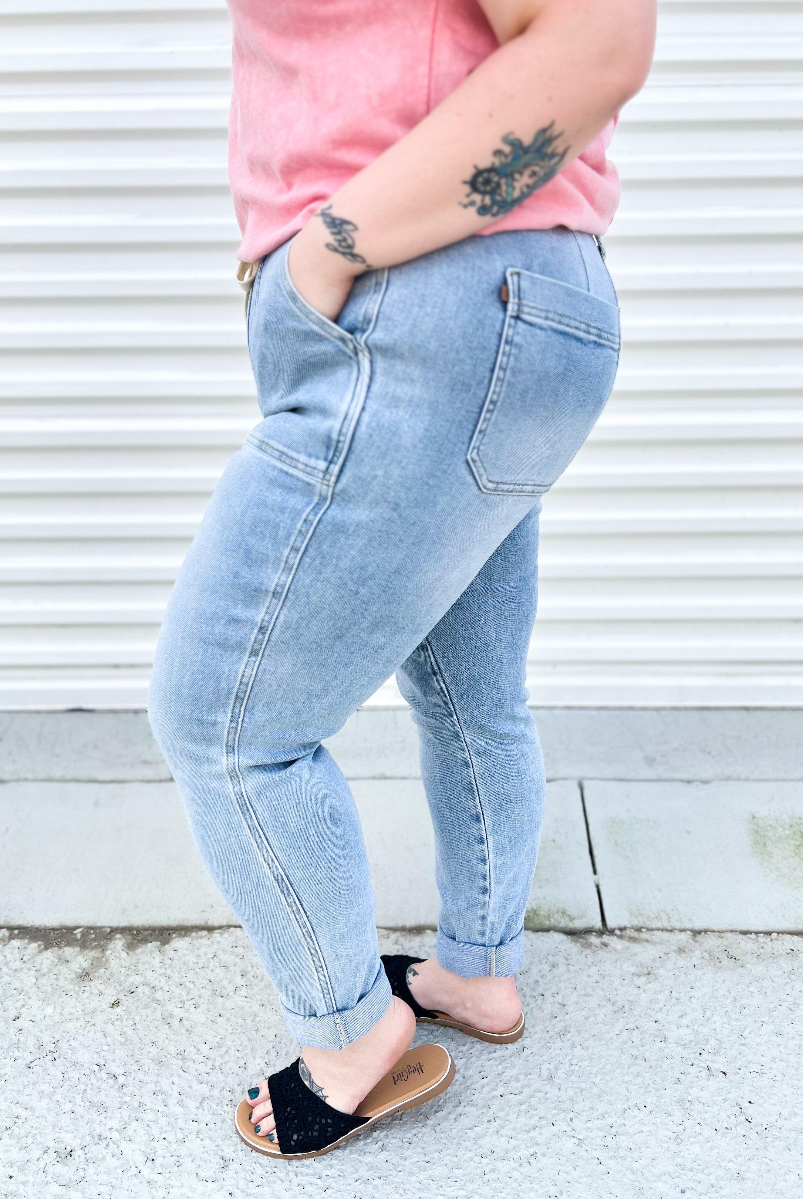 Easy On Me Joggers by Judy Blue-190 Jeans-Judy Blue-Heathered Boho Boutique, Women's Fashion and Accessories in Palmetto, FL