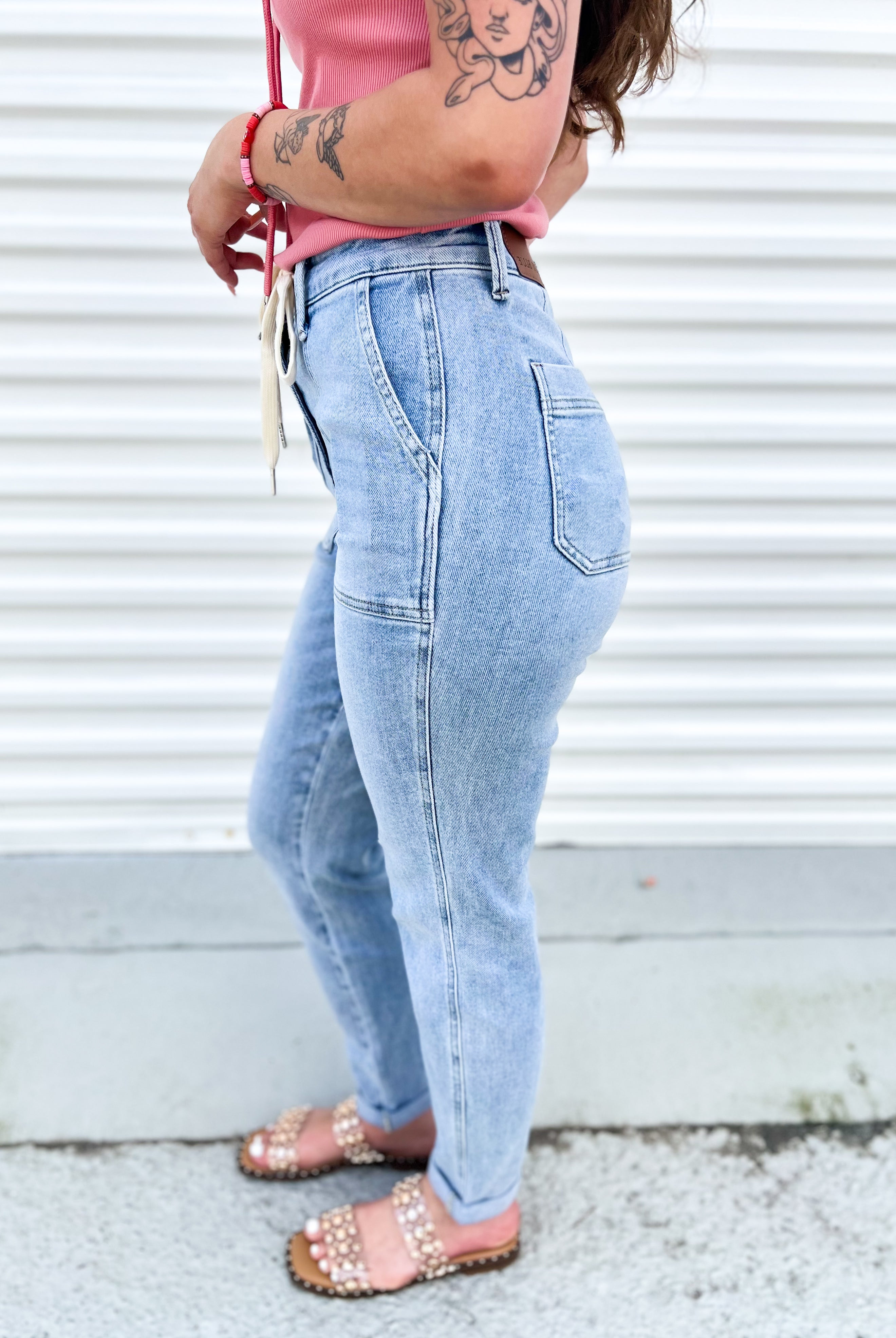 Easy On Me Joggers by Judy Blue-190 Jeans-Judy Blue-Heathered Boho Boutique, Women's Fashion and Accessories in Palmetto, FL