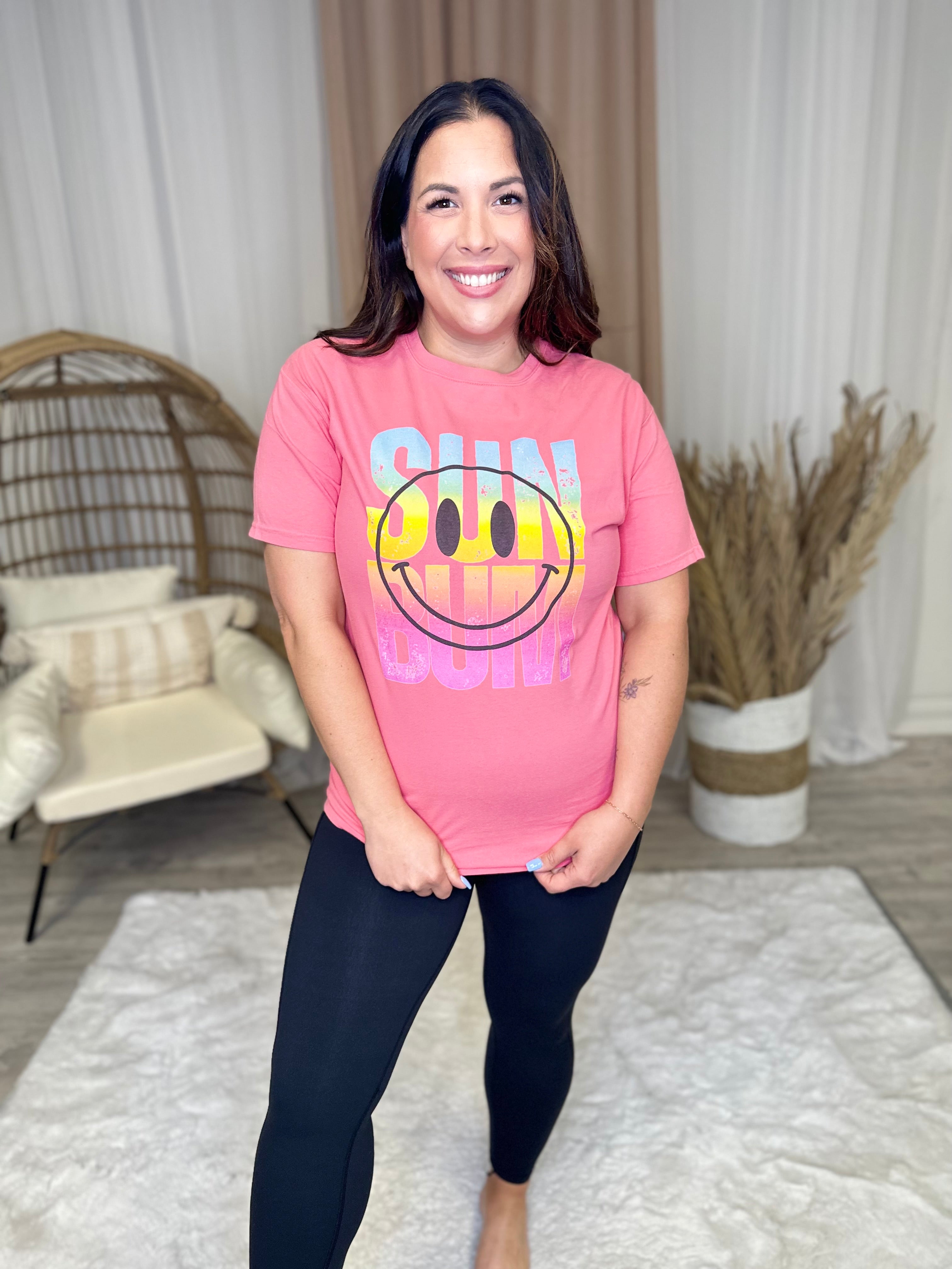 Sun Bum Smiley Graphic Tee-130 Graphic Tees-Heathered Boho-Heathered Boho Boutique, Women's Fashion and Accessories in Palmetto, FL