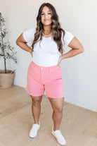 Bunny High Rise Control Top Cuffed Shorts in Pink-Shorts-Ave Shops-Heathered Boho Boutique, Women's Fashion and Accessories in Palmetto, FL