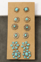 Multi Turquoise Stone Concho Earrings Set-310 Jewelry-Fame Accessories-Heathered Boho Boutique, Women's Fashion and Accessories in Palmetto, FL