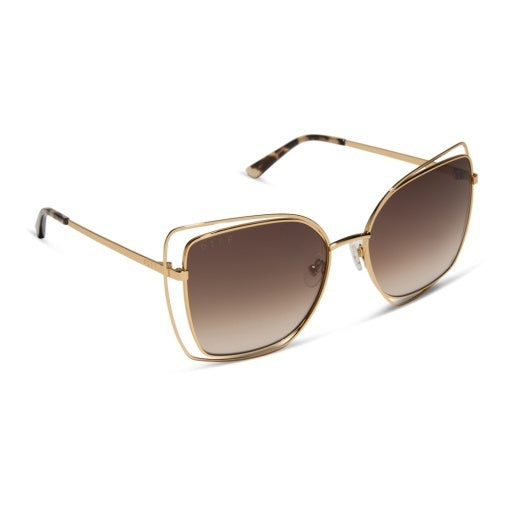 Jacqueline Gold + Brown Gradient Sunglasses-340 Other Accessories-DIFF EYEWEAR / DIME OPTICS-Heathered Boho Boutique, Women's Fashion and Accessories in Palmetto, FL