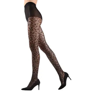 Memoi Leopard Print Sheer Tights-140 BODYSUITS/INTIMATES-MeMoi-Heathered Boho Boutique, Women's Fashion and Accessories in Palmetto, FL