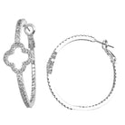CZ Clover Cutout Hoop Earring-310 Jewelry-Millenx Accessories, LLC.-Heathered Boho Boutique, Women's Fashion and Accessories in Palmetto, FL