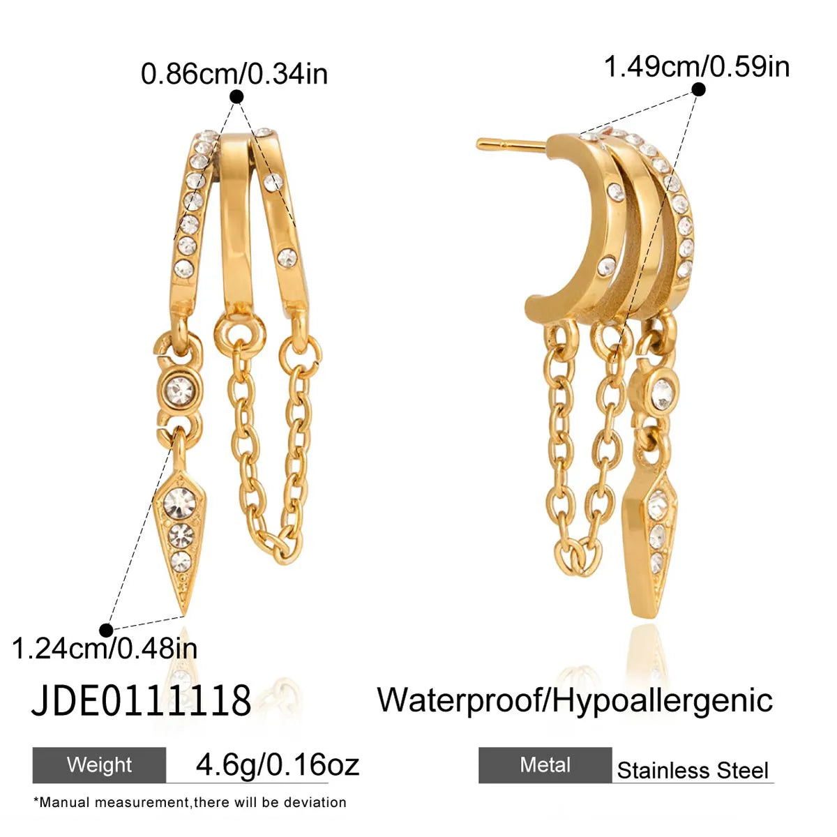 Triple-Layered Waterproof Huggie Earring-310 Jewelry-NIHAO JEWELRY-Heathered Boho Boutique, Women's Fashion and Accessories in Palmetto, FL