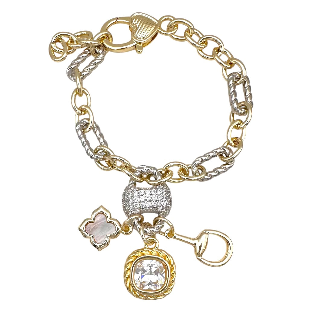 Two-Tone Cable Charm Bracelet-310 Jewelry-Millenx Accessories, LLC.-Heathered Boho Boutique, Women's Fashion and Accessories in Palmetto, FL