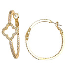 CZ Clover Cutout Hoop Earring-310 Jewelry-Millenx Accessories, LLC.-Heathered Boho Boutique, Women's Fashion and Accessories in Palmetto, FL