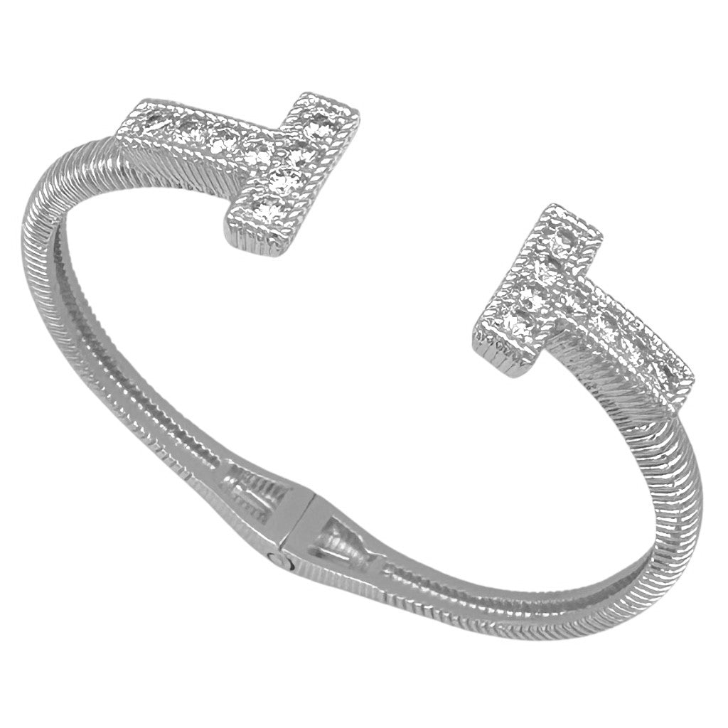 CZ Pave T Bangle-310 Jewelry-Millenx Accessories, LLC.-Heathered Boho Boutique, Women's Fashion and Accessories in Palmetto, FL