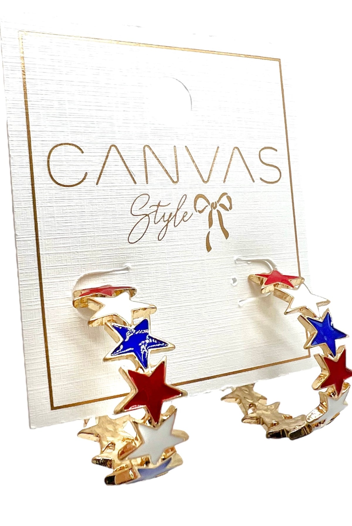 Star Spangled Enamel Hoop Earrings-310 Jewelry-Canvas-Heathered Boho Boutique, Women's Fashion and Accessories in Palmetto, FL