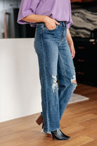 Rose High Rise 90's Straight Jeans in Dark Wash-Jeans-Ave Shops-Heathered Boho Boutique, Women's Fashion and Accessories in Palmetto, FL