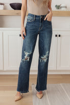 Rose High Rise 90's Straight Jeans in Dark Wash-Jeans-Ave Shops-Heathered Boho Boutique, Women's Fashion and Accessories in Palmetto, FL