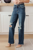 Rose High Rise 90's Straight Jeans in Dark Wash-Jeans-Ave Shops-Heathered Boho Boutique, Women's Fashion and Accessories in Palmetto, FL