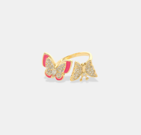 Enamel Butterfly Ring-310 Jewelry-OMGBLINGS-Heathered Boho Boutique, Women's Fashion and Accessories in Palmetto, FL