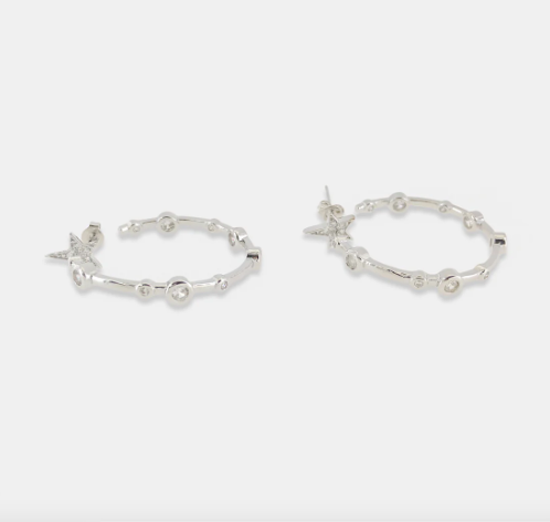 CZ Star Hoop Earrings-310 Jewelry-OMGBLINGS-Heathered Boho Boutique, Women's Fashion and Accessories in Palmetto, FL