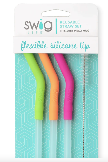 Neon Lime/Orange/Berry Reusable Straw Set (40oz Mega Mugs)-340 Other Accessories-Swig-Heathered Boho Boutique, Women's Fashion and Accessories in Palmetto, FL