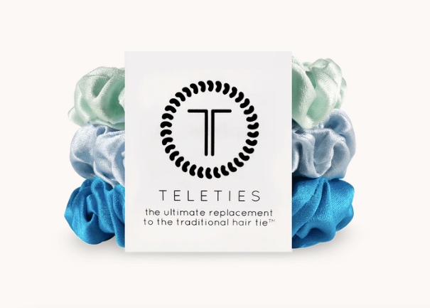 Blue My Mind Silk Scrunchies-340 Other Accessories-Teleties-Heathered Boho Boutique, Women's Fashion and Accessories in Palmetto, FL