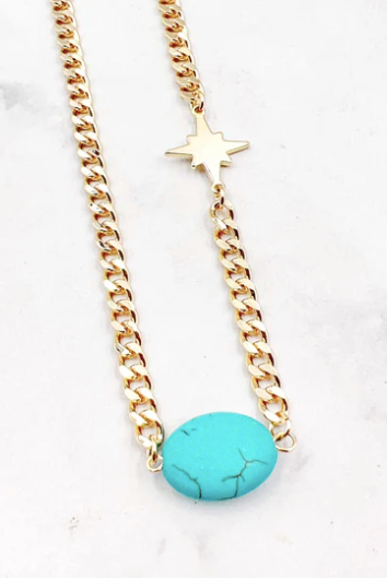 Turquoise Star Necklace-310 Jewelry-Treasure Jewels-Heathered Boho Boutique, Women's Fashion and Accessories in Palmetto, FL