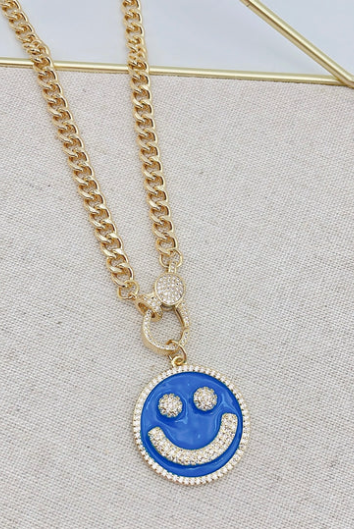 Blue Pave Smile Necklace-310 Jewelry-Treasure Jewels-Heathered Boho Boutique, Women's Fashion and Accessories in Palmetto, FL
