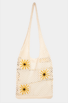 Floral Crochet Knit Tote Bag-320 Bags-Fame Accessories-Heathered Boho Boutique, Women's Fashion and Accessories in Palmetto, FL