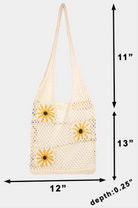 Floral Crochet Knit Tote Bag-320 Bags-Fame Accessories-Heathered Boho Boutique, Women's Fashion and Accessories in Palmetto, FL