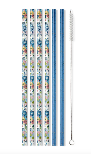 Bella Rosa + Navy Glitter Reusable Straw Set-340 Other Accessories-Swig-Heathered Boho Boutique, Women's Fashion and Accessories in Palmetto, FL