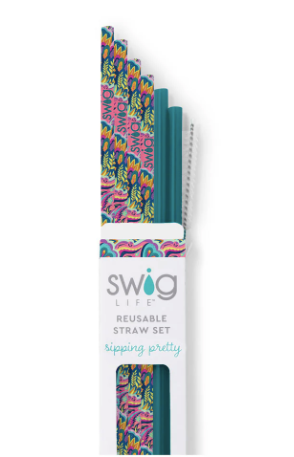 Bazaar Reusable Straw Set-340 Other Accessories-Swig-Heathered Boho Boutique, Women's Fashion and Accessories in Palmetto, FL