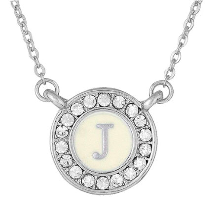 Mayra Enamel Initial Necklace in Silver-310 Jewelry-Maya J-Heathered Boho Boutique, Women's Fashion and Accessories in Palmetto, FL