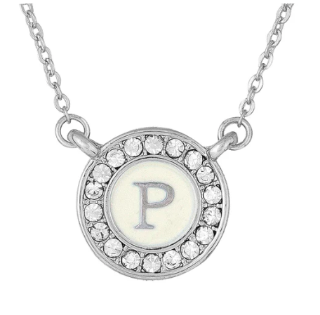 Mayra Enamel Initial Necklace in Silver-310 Jewelry-Maya J-Heathered Boho Boutique, Women's Fashion and Accessories in Palmetto, FL