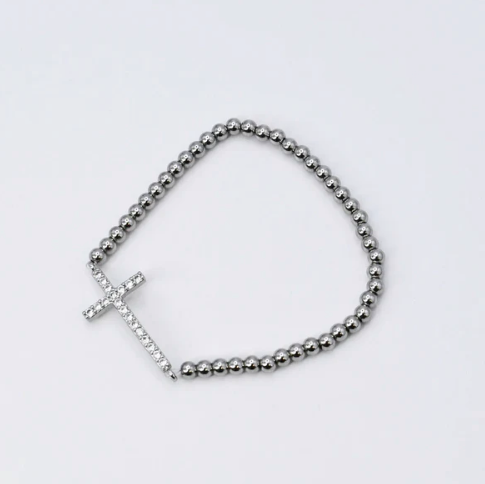 Silver Cross Bracelet-310 Jewelry-Treasure Jewels-Heathered Boho Boutique, Women's Fashion and Accessories in Palmetto, FL