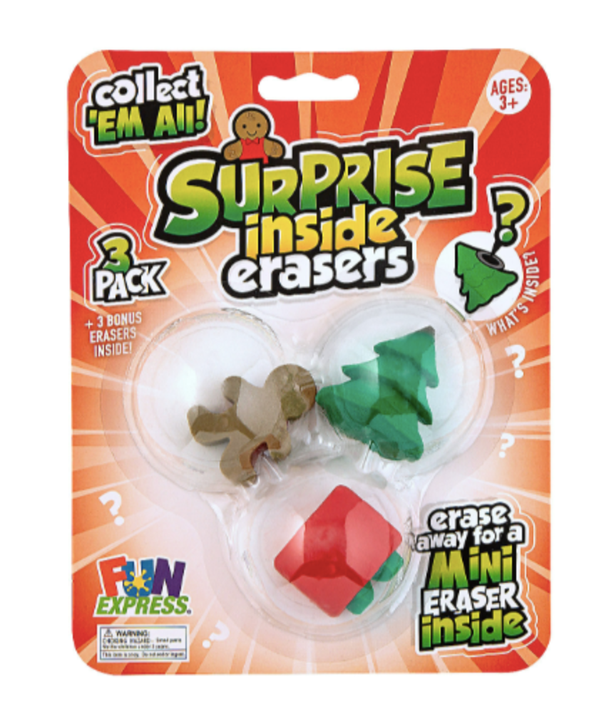 Christmas Surprise Inside Erasers-340 Other Accessories-Fun Express-Heathered Boho Boutique, Women's Fashion and Accessories in Palmetto, FL