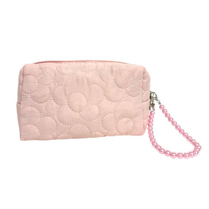 Solid Color Quilted Fabric Makeup Pouch-340 Other Accessories-TAPA fashion-Heathered Boho Boutique, Women's Fashion and Accessories in Palmetto, FL