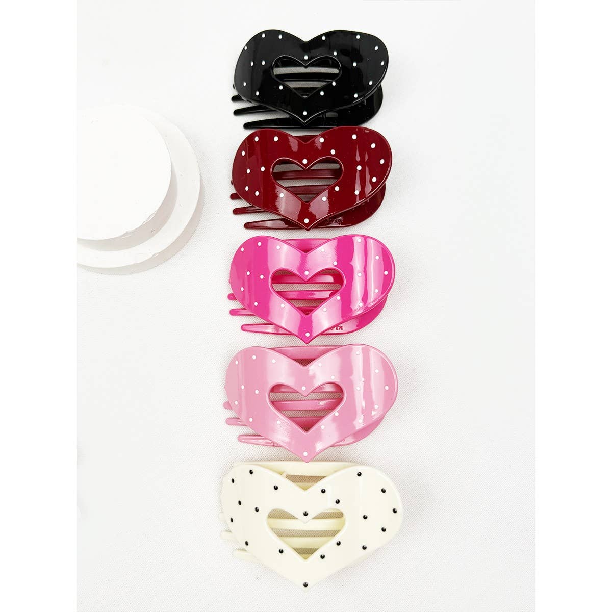 Lovely Polka Dot Heart Cut out Flat Hair Clip-340 Other Accessories-Love and Repeat-Heathered Boho Boutique, Women's Fashion and Accessories in Palmetto, FL