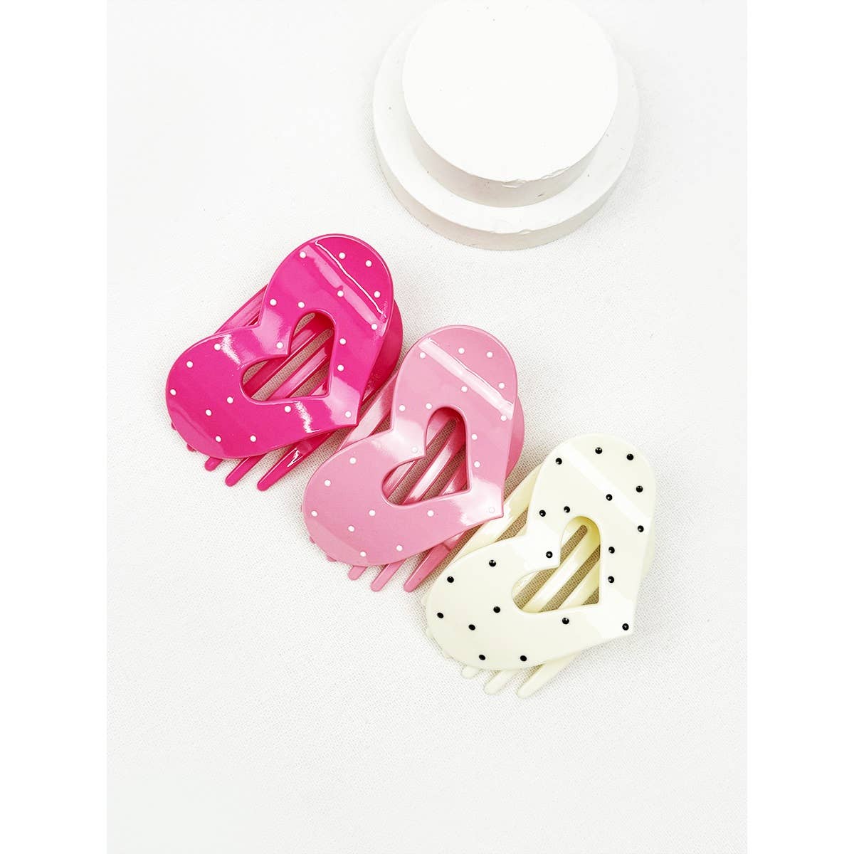 Lovely Polka Dot Heart Cut out Flat Hair Clip-340 Other Accessories-Love and Repeat-Heathered Boho Boutique, Women's Fashion and Accessories in Palmetto, FL