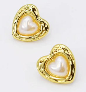 Love Pearl Gold Stud-310 Jewelry-Treasure Jewels-Heathered Boho Boutique, Women's Fashion and Accessories in Palmetto, FL