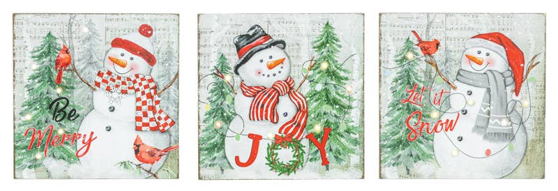 JOY SNOWMAN CARDINAL Light Up Signs-340 Other Accessories-Hanna's Handiworks-Heathered Boho Boutique, Women's Fashion and Accessories in Palmetto, FL