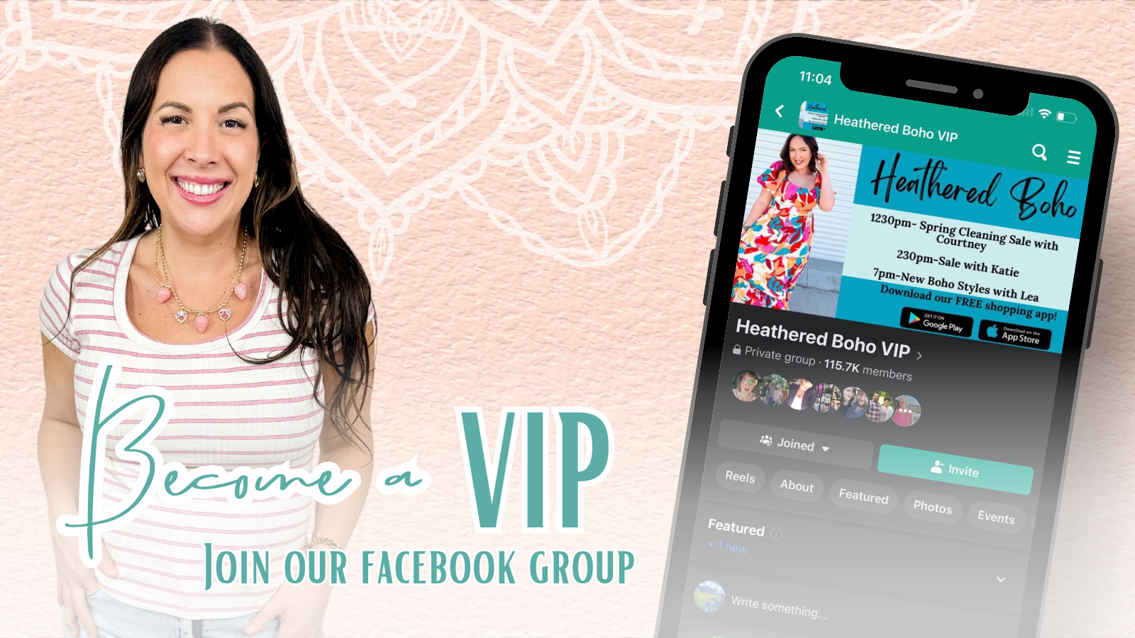 Become a VIP | Join Our Facebook Group | Footer Graphic | Heathered Boho Boutique | Palmetto, FL