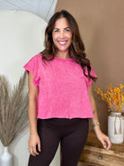 Back At It Washed Cross Back Crop Top-110 SHORT SLEEVE TOP-ZENANA-Heathered Boho Boutique, Women's Fashion and Accessories in Palmetto, FL