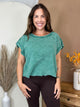 Back At It Washed Cross Back Crop Top-110 SHORT SLEEVE TOP-ZENANA-Heathered Boho Boutique, Women's Fashion and Accessories in Palmetto, FL