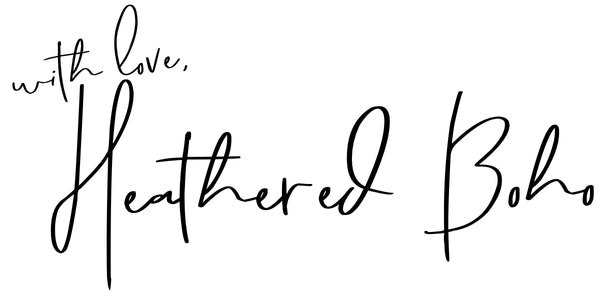 With love, Heathered Boho footer logo signature