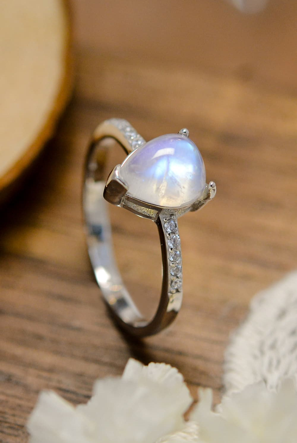 High Quality Natural Moonstone Teardrop Side Stone Ring-Jewelry-Trendsi-Heathered Boho Boutique, Women's Fashion and Accessories in Palmetto, FL